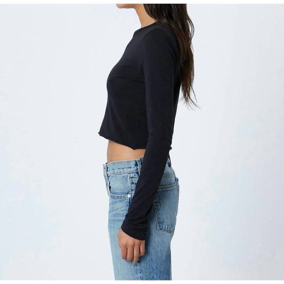 NEW SLVRLAKE long sleeve crop baby tee in raven - Picture 4 of 4